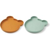 Liewood krožnik Marty Mr. Bear 2/1, silikon mustard, peppermint | Shoptok.si