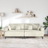  Baršunasta sofa s jastukom s jastukom 3 pcs Krem 208 cm Baršun | shoptok.hr