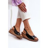 Sergio Leone Women's Patent Leather Wedge Sandals | shoptok.hr