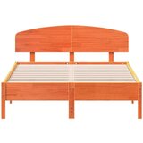 vidaXL Posteljni okvir z vzglavjem voščeno rjava 135x190 cm borovina | Shoptok.si