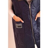 Kesi Włoski Women's quilted Plus Size vest with a hood zippered navy | ePonuda.com