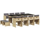  13-dijelni vrtni blagovaonski set od poliratana s jastucima bež | shoptok.hr