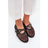 Boto Mesh Flat Ballet Shoes With Straps Black Salliroe | Shoptok.si