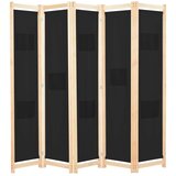 vidaXL Sobna pregrada s 5 panela od tkanine 200 x 170 x 4 cm crna | shoptok.hr