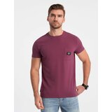 Ombre Men's casual t-shirt with patch pocket - dark pink cene