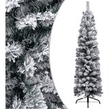 vidaXL Ozka umetna novoletna jelka s snegom zelena 120 cm PVC | Shoptok.si