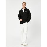 Koton Half-Zip Sweatshirt with a slogan printed, Standing Collar Long Sleeved.