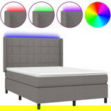  Box spring postelja z vzmetnico LED temno siva 140x190 cm blago, (20789660) | Shoptok.si