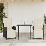  3-dijelni vrtni blagovaonski set s jastucima od poliratana crni | shoptok.hr