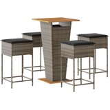  5-dijelni vrtni barski set od poliratana s jastucima sivi Siva 60 x 60 x 110 cm | Shoptok.si