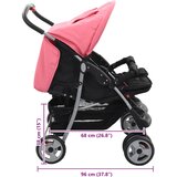  Dječja kolica za blizance ružičasto-crna čelična | shoptok.hr