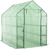 vidaXL Rastlinjak z vhodom in 12 policami jeklo 143x214x196 cm Cene