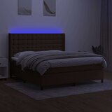  Box spring postelja z vzmetnico LED temno rjava 180x200cm blago, (20902178) | Shoptok.si