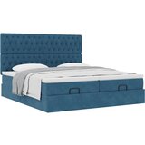 vidaXL Otomanski posteljni okvir z vzmetnicami moder 200x200cm žamet, (21610231) | Shoptok.si