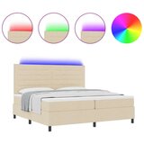  Postelja z box springom z vzmetnico in LED Bež 200x200 cm Tkanina, (22080978) | Shoptok.si