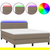  Box spring s madracem LED smeđesivi 140x190 cm tkanina | shoptok.hr
