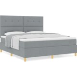  Krevet s box springom i madracem svjetlosive boje super king tkanina | shoptok.hr