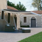 vidaXL Avtomatska tenda LED + senzor 450x300 cm modra in bela Cene
