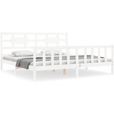 The Living Store Posteljni okvir z vzglavjem bel 200x200 cm trden les - Posteljni Okvir, (21526715) | Shoptok.si