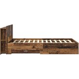  Okvir kreveta s pohranom s ladicama Staro drvo 120 x 190 cm | shoptok.hr