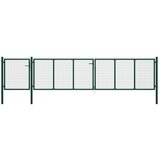 vidaXL vrtna vrata jeklena 500x100 cm zelena | Shoptok.si
