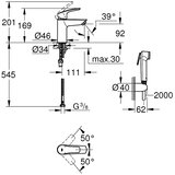 Grohe 23124003 Eurosmart armatura za umivalnik s higienskim tuš setom | Shoptok.si
