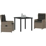 vidaXL Vrtni set za objed 3 pcs Siva poliratan | shoptok.hr