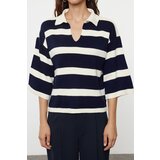 Trendyol Cream Basic Striped Knit Sweater | Shoptok.si