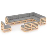The Living Store Vrtna sedežna garnitura 10-delna z blazinami trdna borovina - Vrtna Sedežna Garnitura, (21424342) | Shoptok.si