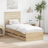  Konstrukcija postelje s predalom Sonoma hrast 75 x 190 cm, (5000121493) | Shoptok.si