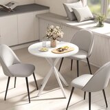  Okrugli kuhinjski stol 80 cm kompaktna ploča iverica metal bijela | shoptok.hr