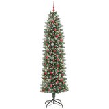  Umjetno vitko božićno drvce s stalakom Zelena i bijela 240 cm | shoptok.hr