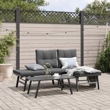  3-dijelni set vrtnih klupa s jastucima crni čelični | shoptok.hr