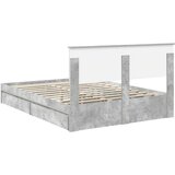  Postelja s shranjevanjem z vzglavjem Betonsko siva 150 x 200 cm, (5000105791) | Shoptok.si