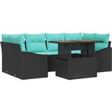 vidaXL Komplet za jedilnico v vrtu z blazino 7 pcs Črna in Teal, (5000134148) | Shoptok.si