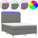 vidaXL Box spring postelja z vzmetnico LED temno siva 140x200 cm blago, (20789744) Cene