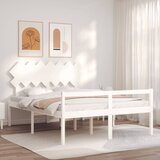 The Living Store Postelja za starejše z vzglavjem bel 140x200 cm trdnega lesa - Postelja Za Starejše, (21484920) Cene