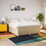vidaXL Box spring postelja z vzmetnico krem 180x200 cm blago, (21306213) | Shoptok.si