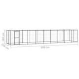 vidaXL Zunanji pasji boks jeklo s streho 21,78 m² | Shoptok.si