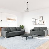  2-dijelni set sofa s ukrasnim jastucima tamnosivi od tkanine | shoptok.hr