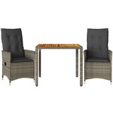  3-dijelni bistro set od poliratana s jastucima sivi | shoptok.hr