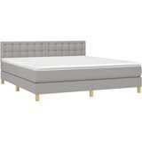  Box spring postelja z vzmetnico LED sv. siva 160x200 cm blago, (20937052) | Shoptok.si