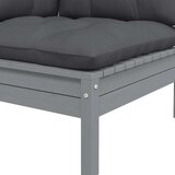 vidaXL vrtni dvosjed s jastucima sivi od masivne borovine | shoptok.hr