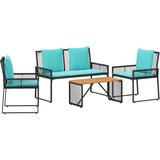  Set vanjskog namještaja 9 pcs Crna i Tirkizna poliratan | shoptok.hr