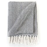 vidaXL Pamučni pokrivač s uzorkom riblje kosti 125x150 cm mornarsko plavi | shoptok.hr