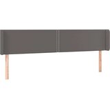  Posteljno vzglavje sivo 183x16x78/88 cm umetno usnje | Shoptok.si