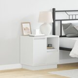 vidaXL Bela MDF Srednja Nočna omarica Pravokotna Moderna | Shoptok.si