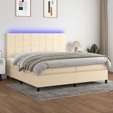 Maison Chic Box spring postelja - Vzmetna postelja z vzmetnico LED krem 200x200 cm blago SL15906, (21895769) | Shoptok.si