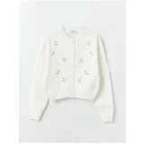 LC Waikiki Women's Crew Neck Knitwear Cardigan With Embroidery Long Sleeves
