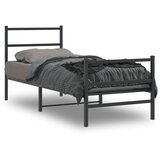  The Living Store Kovinski posteljni okvir z vzglavjem in vznožjem črn 75x190 cm - Posteljni Okvir, (21455185) | Shoptok.si